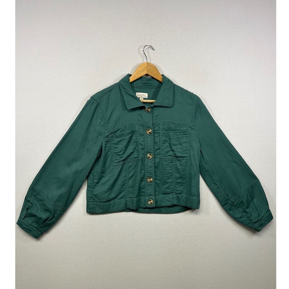 Loft Outlet Gorpcore Utility Womens Medium Green Slub Cotton Chore Jacket‎